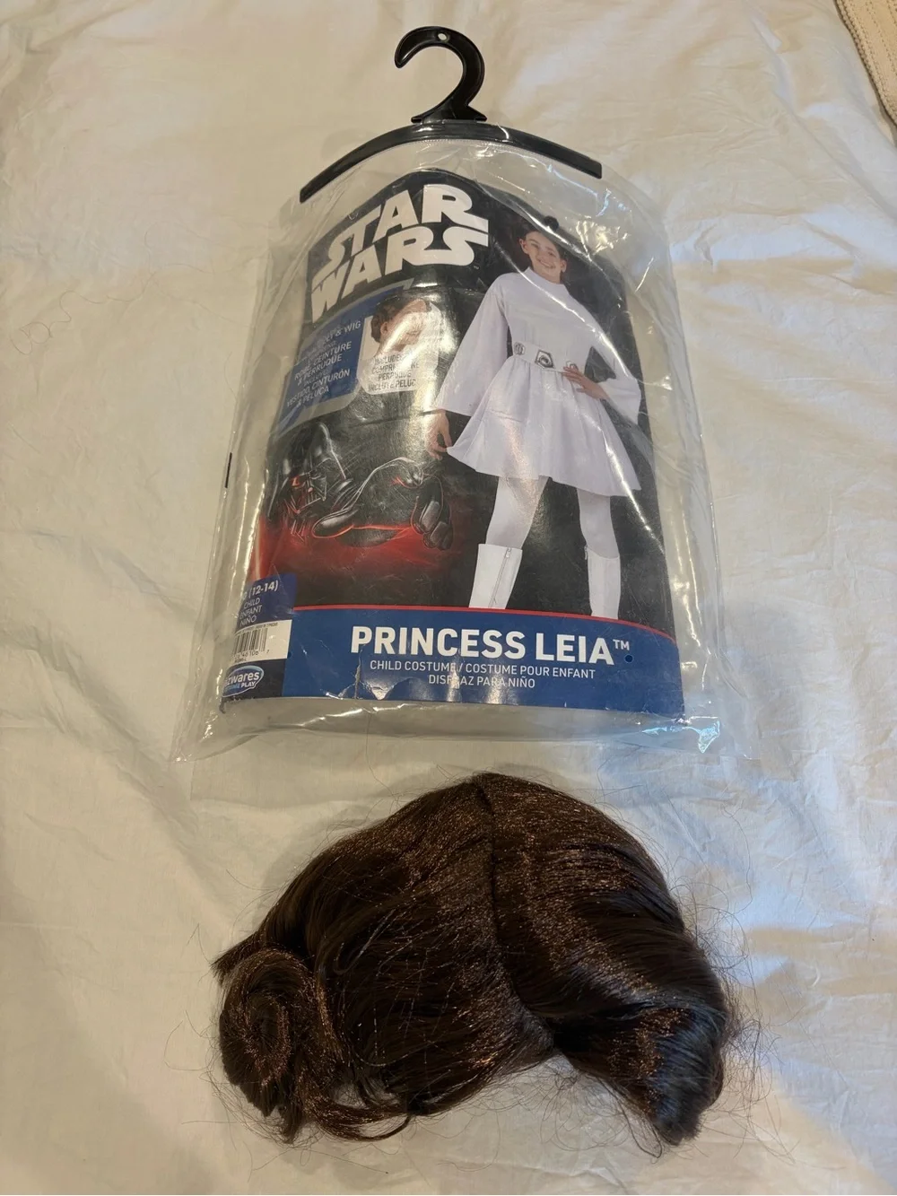 Star Wars Princess Leia Costume Set in White with Brown Wig